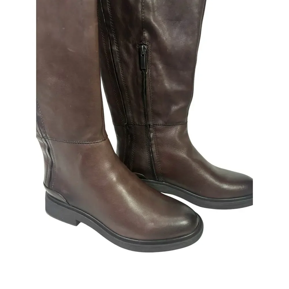 Franco Sarto Brown Leather Over The Knee Riding Boots 7.5M Wide Calf Battina
